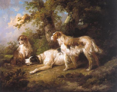 George Morland Dogs In Landscape - Setters Pointer oil painting image